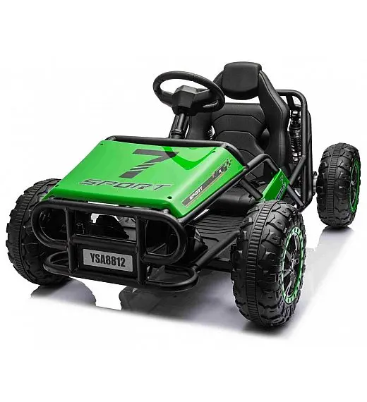 Robusten 24V električni otroški avto SPORT-KART, 100W, zelen