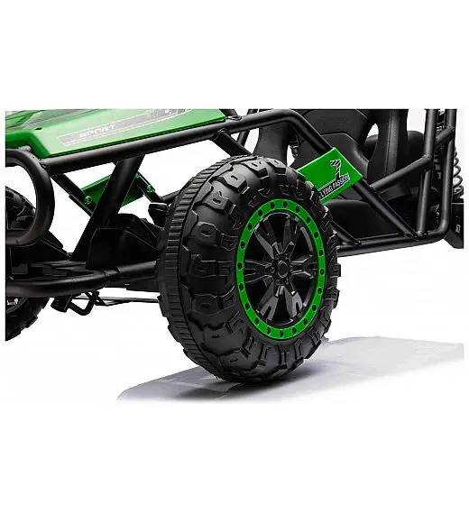 Robusten 24V električni otroški avto SPORT-KART, 100W, zelen