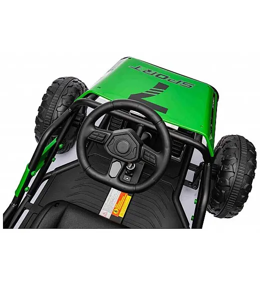 Robusten 24V električni otroški avto SPORT-KART, 100W, zelen