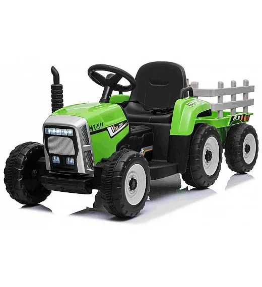 12v otroški traktor na akumulator  s prikolico zelen Beneo