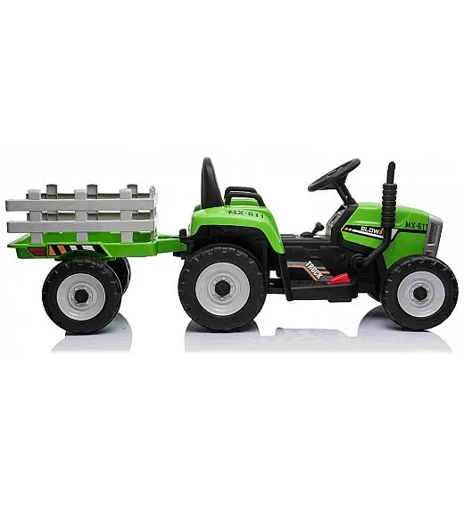 12v otroški traktor na akumulator  s prikolico zelen Beneo
