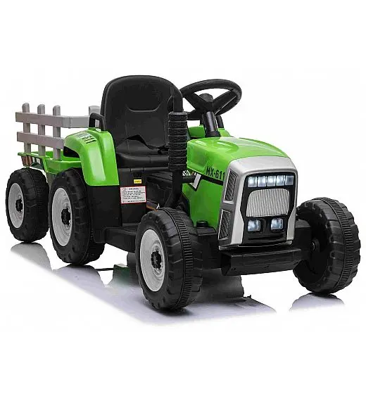 12v otroški traktor na akumulator  s prikolico zelen Beneo