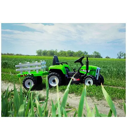 12v otroški traktor na akumulator  s prikolico zelen Beneo