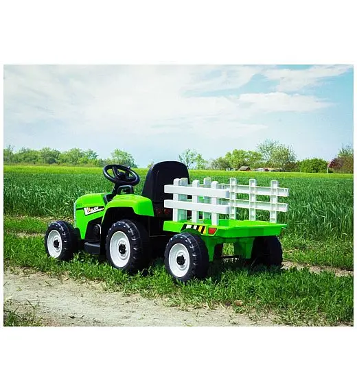 12v otroški traktor na akumulator  s prikolico zelen Beneo