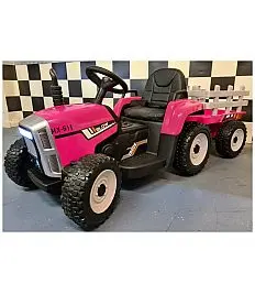 12V otroški traktor s prikolico pink