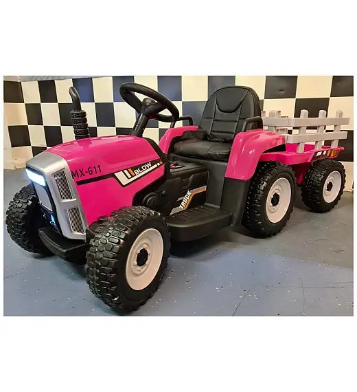 12v otroški traktor s prikolico pink