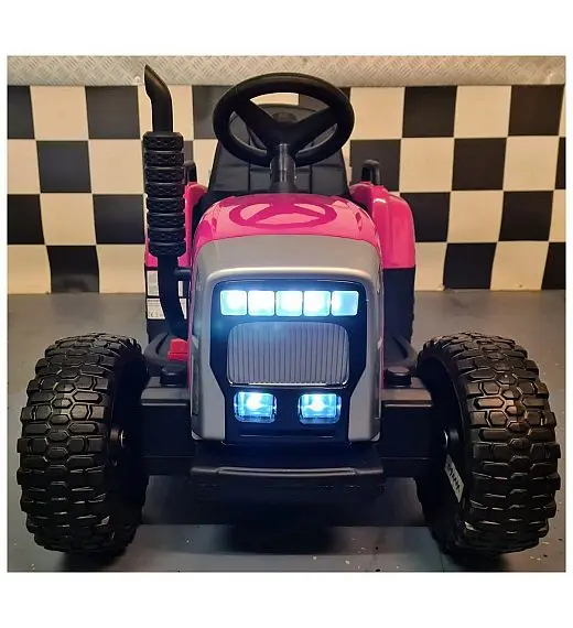 12v otroški traktor s prikolico pink