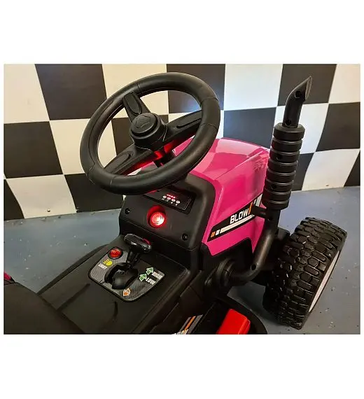 12v otroški traktor s prikolico pink