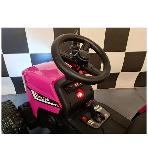 12v otroški traktor s prikolico pink