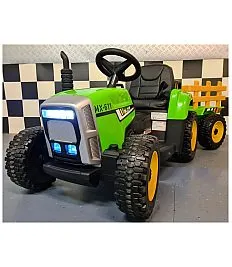 12v otroški traktor s prikolico zelen