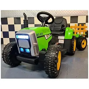 12v otroški traktor s prikolico zelen