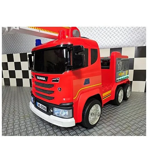Vatrogasni Kamion na akumulator Scania z žerjavom 12V crveni
