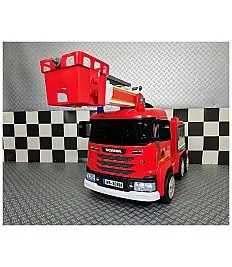 Gasilsko vozilo na akumulator Scania z žerjavom 12V rdeč