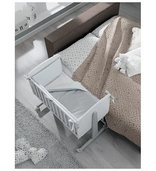 Obposteljna posteljica NINNA White Grey s posteljnino