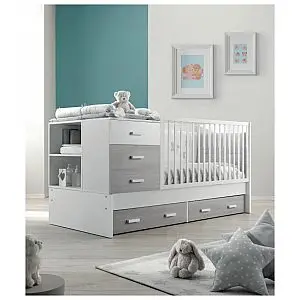 Lesena otroška posteljica EASY Grey Sbiancato