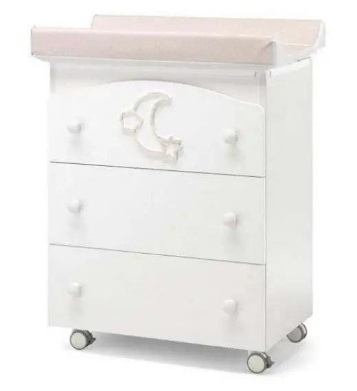 Previjalna miza z banjico MOON White