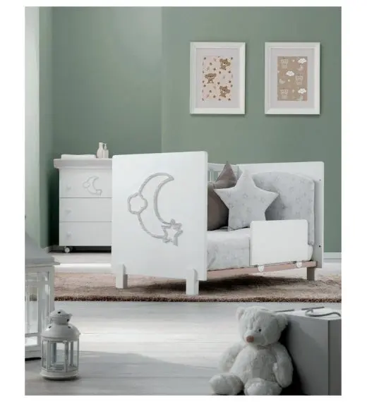Previjalna miza z banjico MOON White