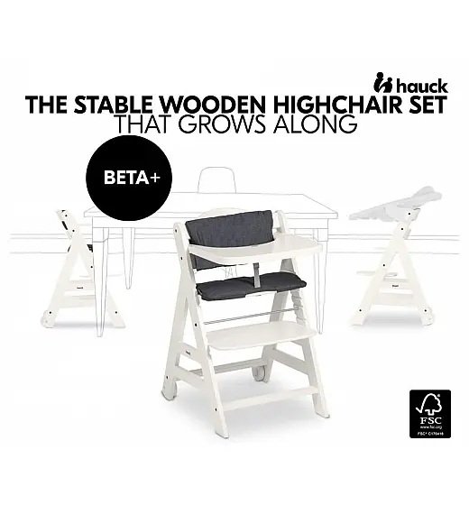 Drvena visoka stolica BETA Plus White Hauck