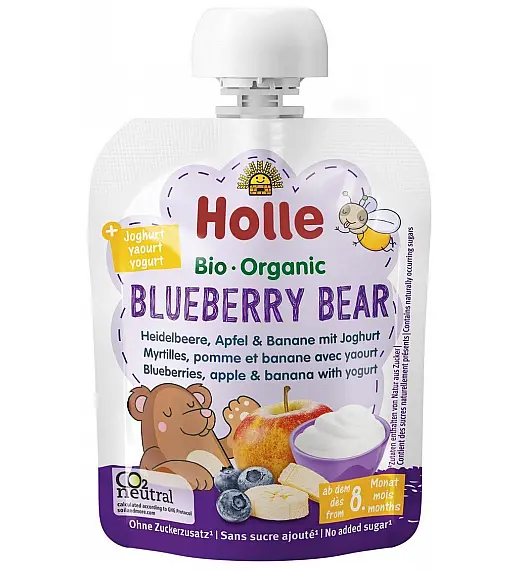 Jogurt BEAR - borovnica i jabuka s jogurtom nakon 8 mjeseci, 85g, BIO