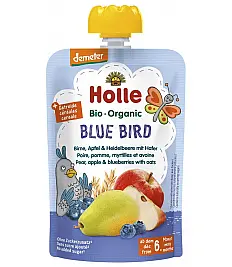 Holle sadni pire PTICA, hruška, jabolko & borovnica z ovsom po 6. mesecu, 100g, BIO-DEMETER