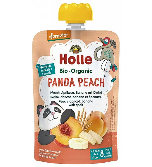 PANDA voćni pire, breskva, marelica i banana s pireom, BIO (Demeter), 100g, Holle