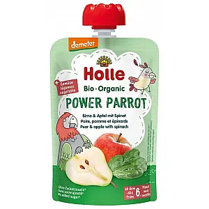 Holle Pire Power parrot od kruške, jabuke i špinata nakon 6 mjeseca, 100g, BIO DEMETER