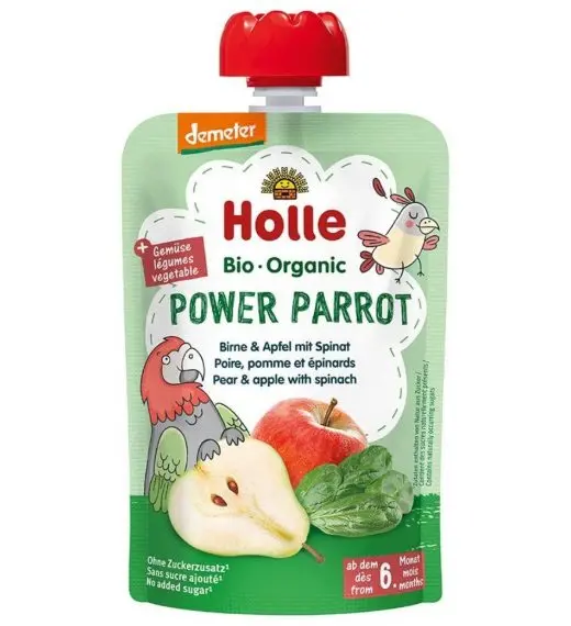 Holle Pire Power parrot od kruške, jabuke i špinata nakon 6 mjeseca, 100g, BIO DEMETER