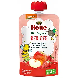 Holle Voćni pire Red Bee, jabuka sa jagodom nakon 8 mjeseci, 100g, BIO-DEMETER