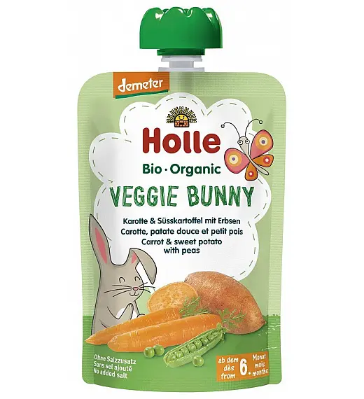 Pire od povrća VEGI BUNNY, mrkva i batat sa graškom, BIO (Demeter) 100g