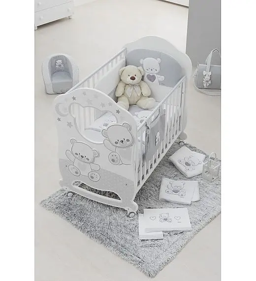 JOLIE White Grey Oblo lesena otroška postelja Italbaby