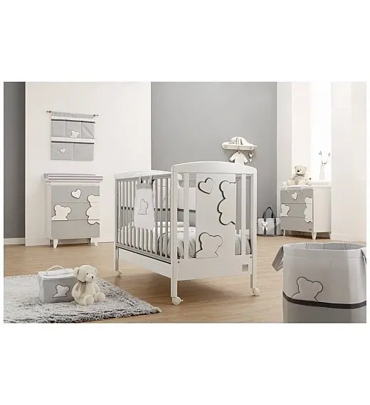 MATISSE White Grey drveni krevetič i madrac Italbaby