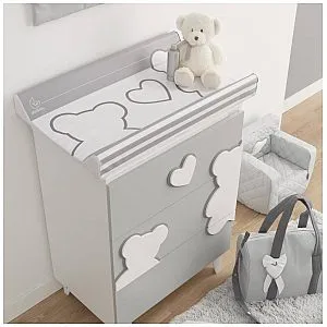 Previjalna miza z banjico MATISSE White Grey