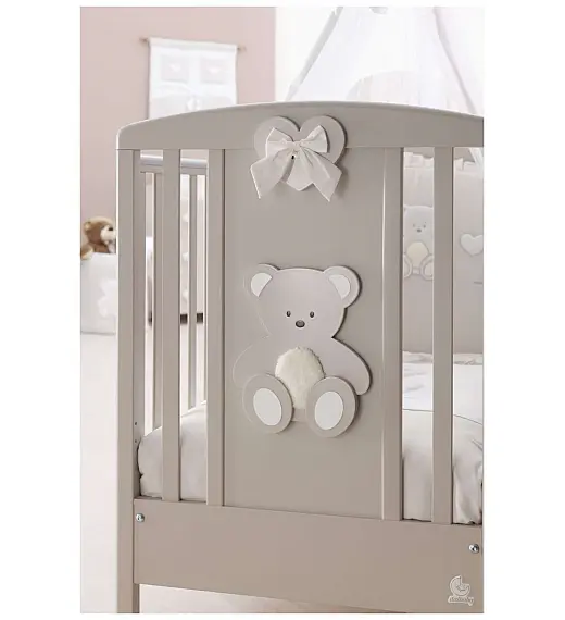 Lesena posteljica z vzmetnico PELUCHE Choco Italbaby