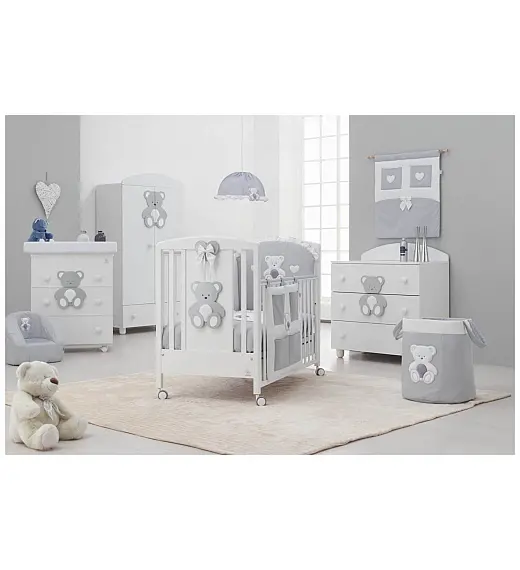 Drveni krevetič i madrac PELUICHE Grey Italbaby