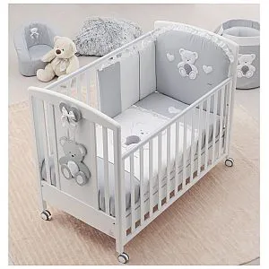 Lesena posteljica z vzmetnico PELUCHE Grey