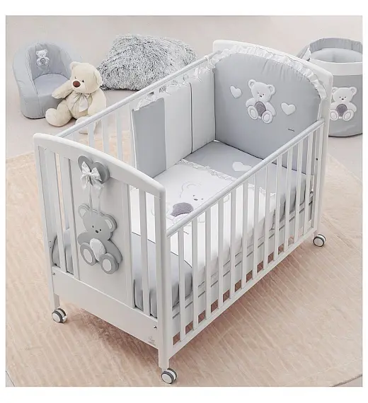Drveni krevetič i madrac PELUICHE Grey Italbaby