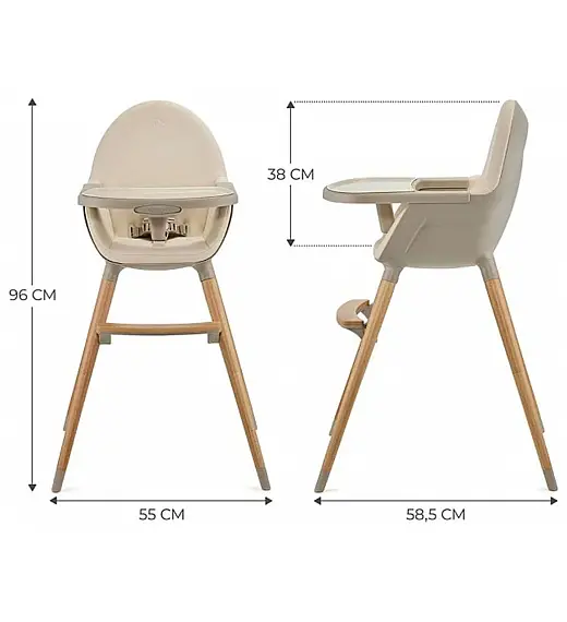 Visoka stolica 2u1 FINI 2 Beige Kinderkraft
