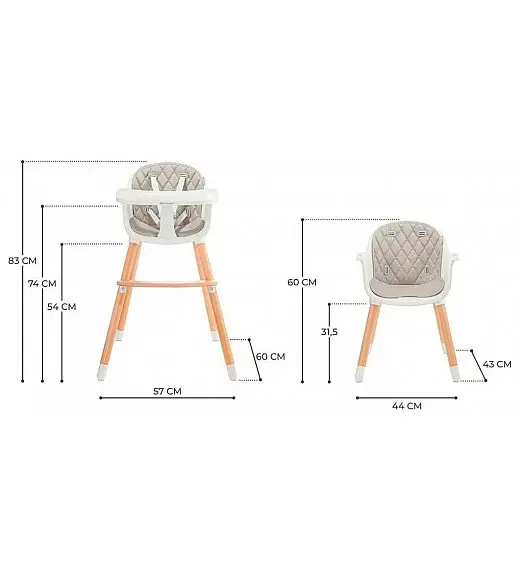 Stolček za hranjenje 2v1 SIENNA Grey Kinderkraft