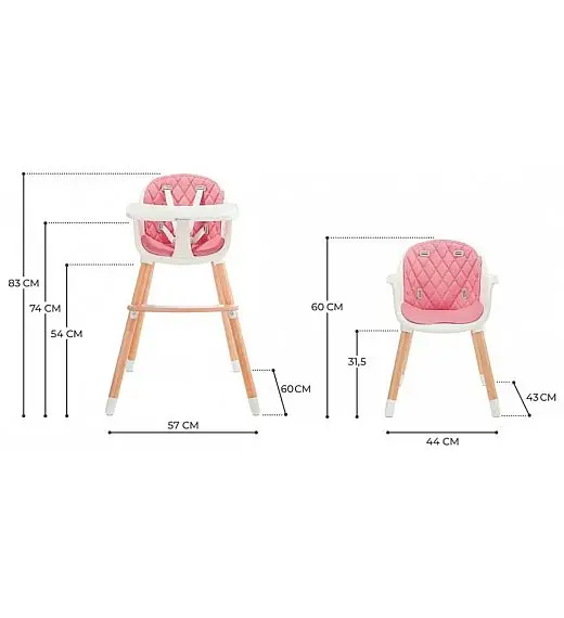 Stolček za hranjenje 2v1 SIENNA Pink Kinderkraft