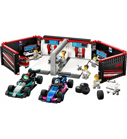 Lego® City 60444 Avtomehanična delavnica F1® ter dirkalnika Mercedes-AMG in Alpine Lego