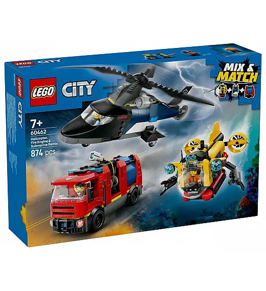 Lego® City 60462 Remiks helikopter, gasilsko vozilo in podmornica Lego