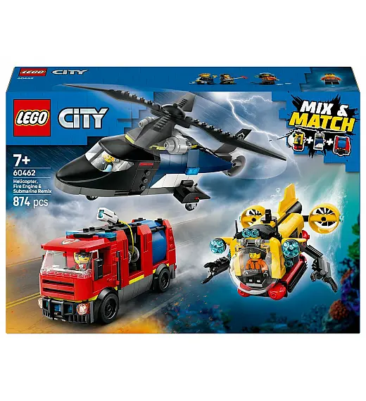 Lego® City 60462 Remiks helikopter, gasilsko vozilo in podmornica Lego