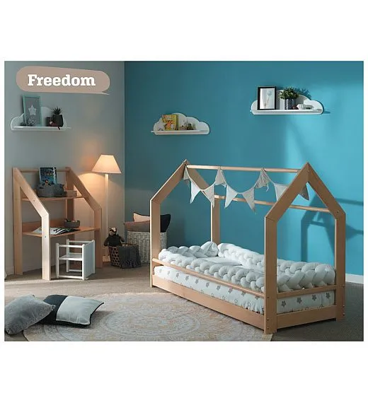 Drveni krevetić Montessori FREEDOM Natural + madrac