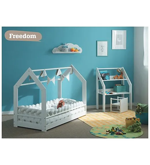 Drveni krevetić Montessori FREEDOM White + madrac