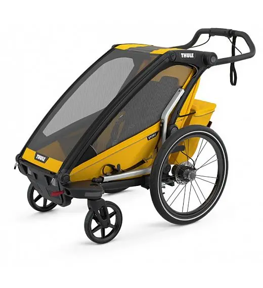 Prikolica za djecu 4 u 1Thule Chariot Sport, Black Spectra Yellow
