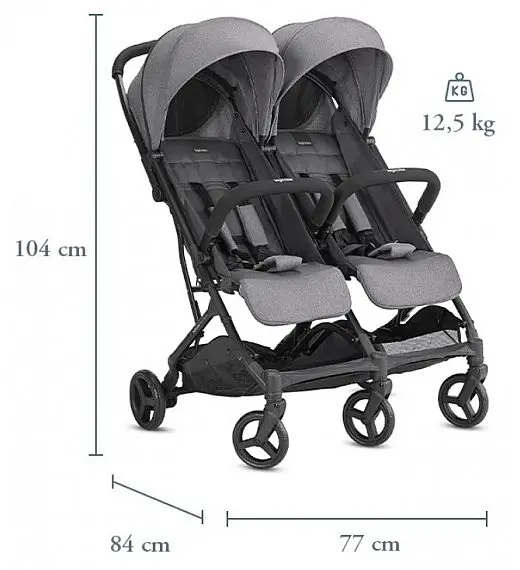 Dječja kolica za blizance Inglesina TWIN SKETCH Black Grey