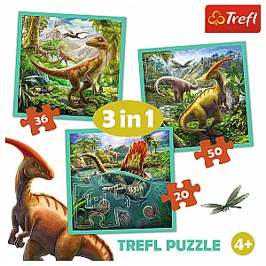 Trefl 3v1-20, 36, 50 -delna sestavljanka dinozavri 34837