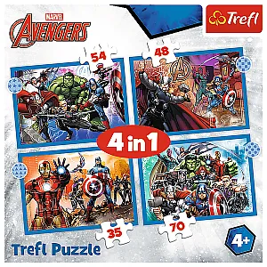 Trefl 4v1-35, 48, 54, 70 -delna sestavljanka Avengers 34386
