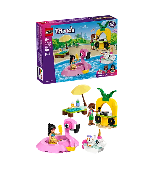 Lego® Friends 42658 Zabava na bazenu s samorogom in plamencem Lego