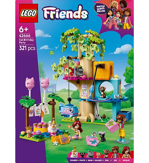 Lego® Friends 42666 Mačja rojstnodnevna zabava in hiša na drevesu Lego